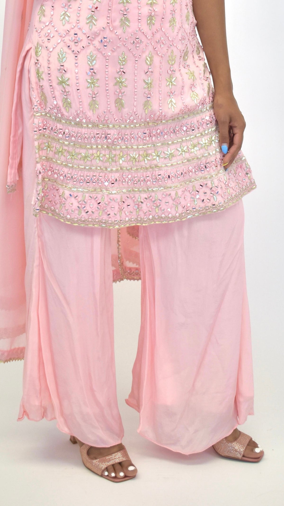 Pink Palazzo Sleevless Set