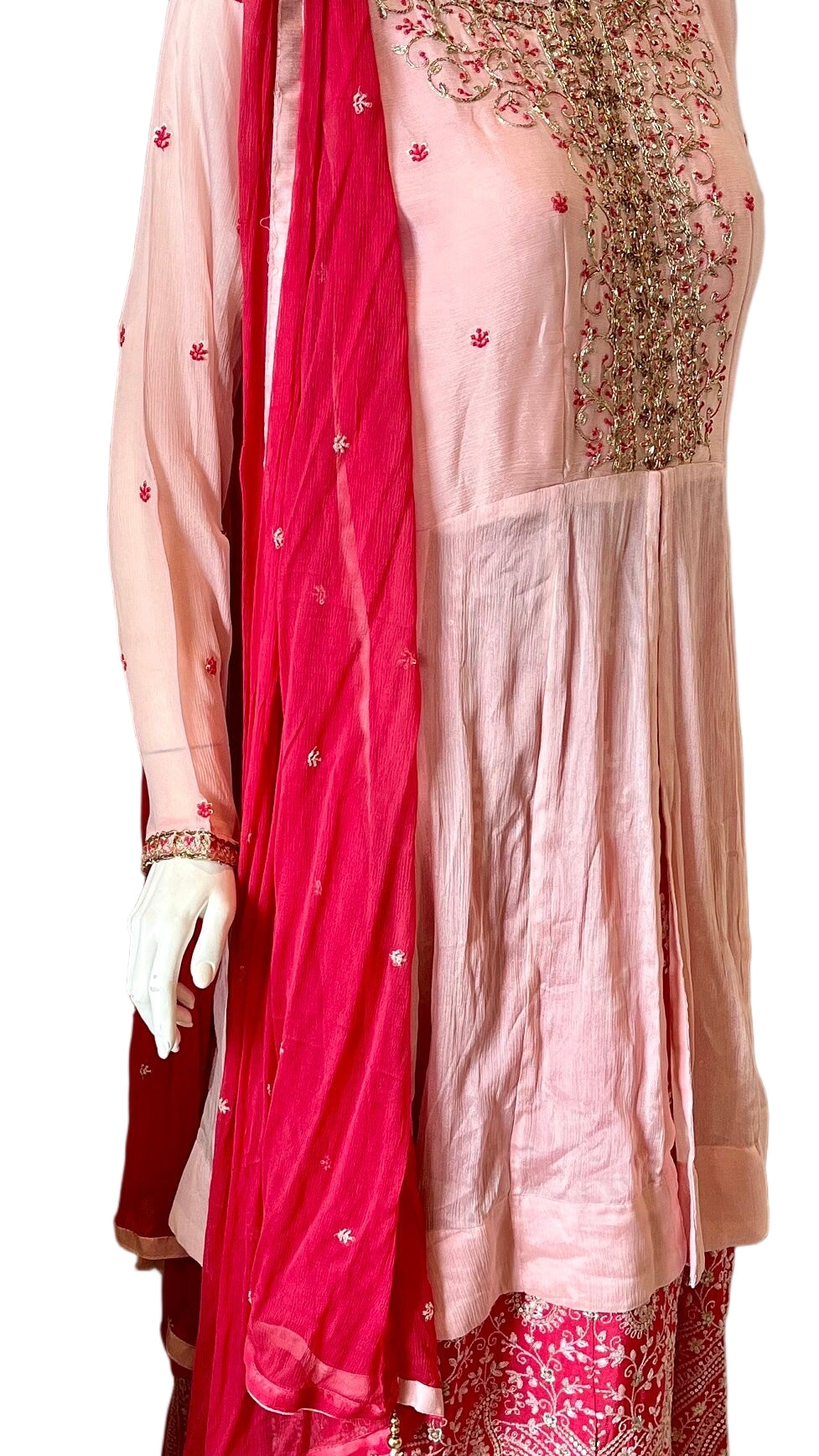 Pink Embroidered Silk Lehnga