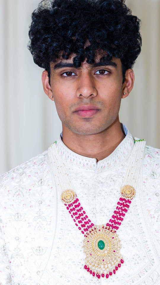 White Embroidered Sherwani Set