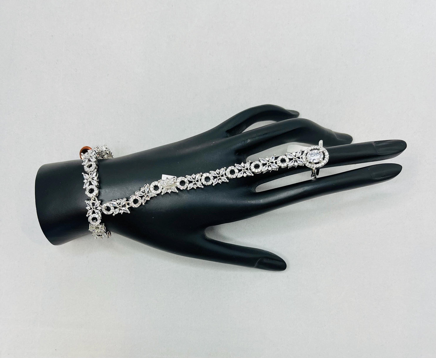 Silver bracelet with ring