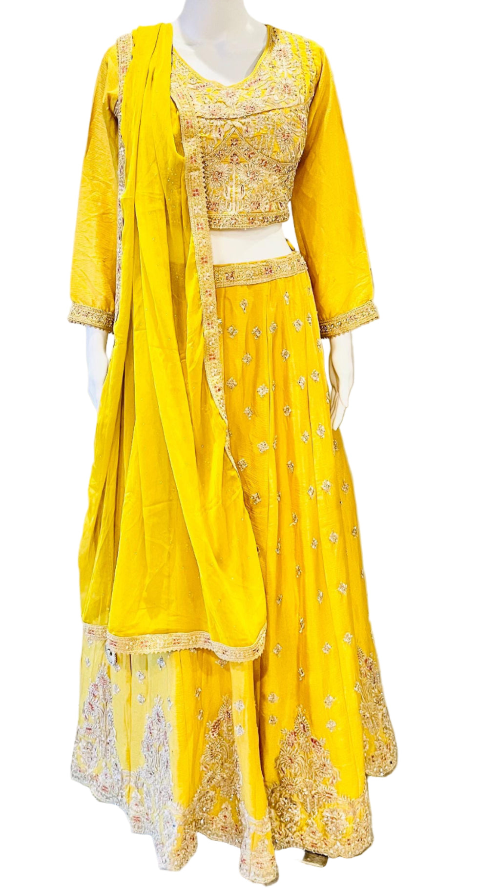Embroidered Yellow Lehnga