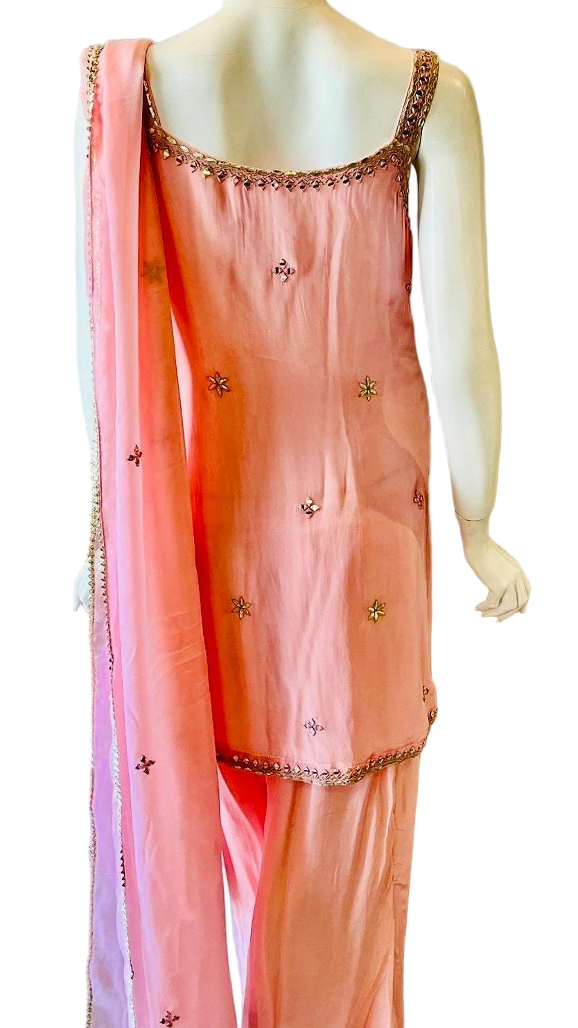 Pink Palazzo Sleevless Set