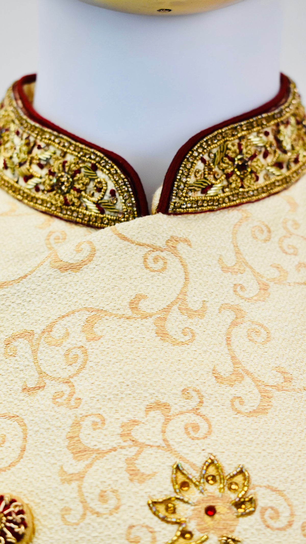 Gold &amp; Maroon Color Sherwani Set