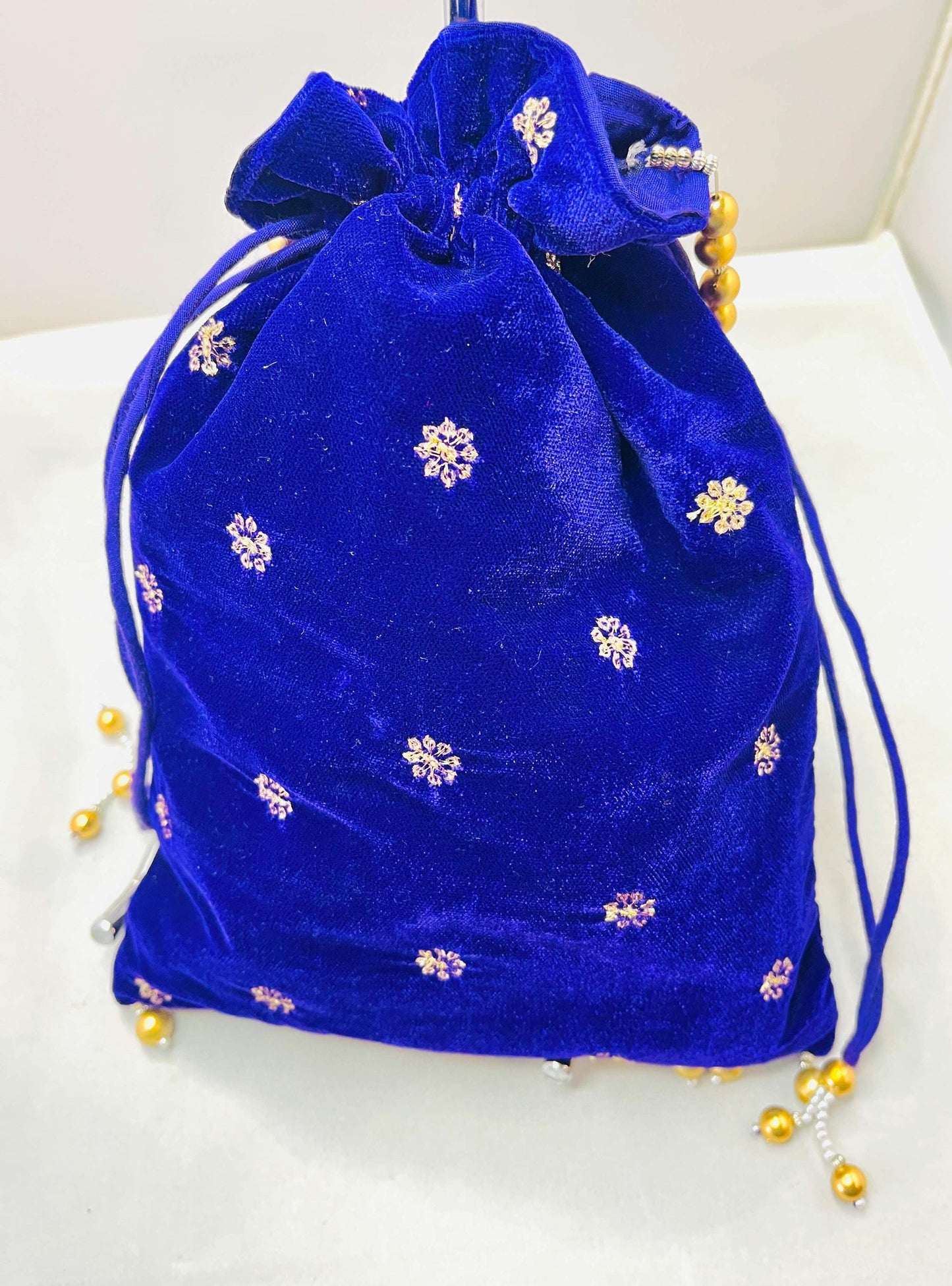 Navy Blue Velvet Bag