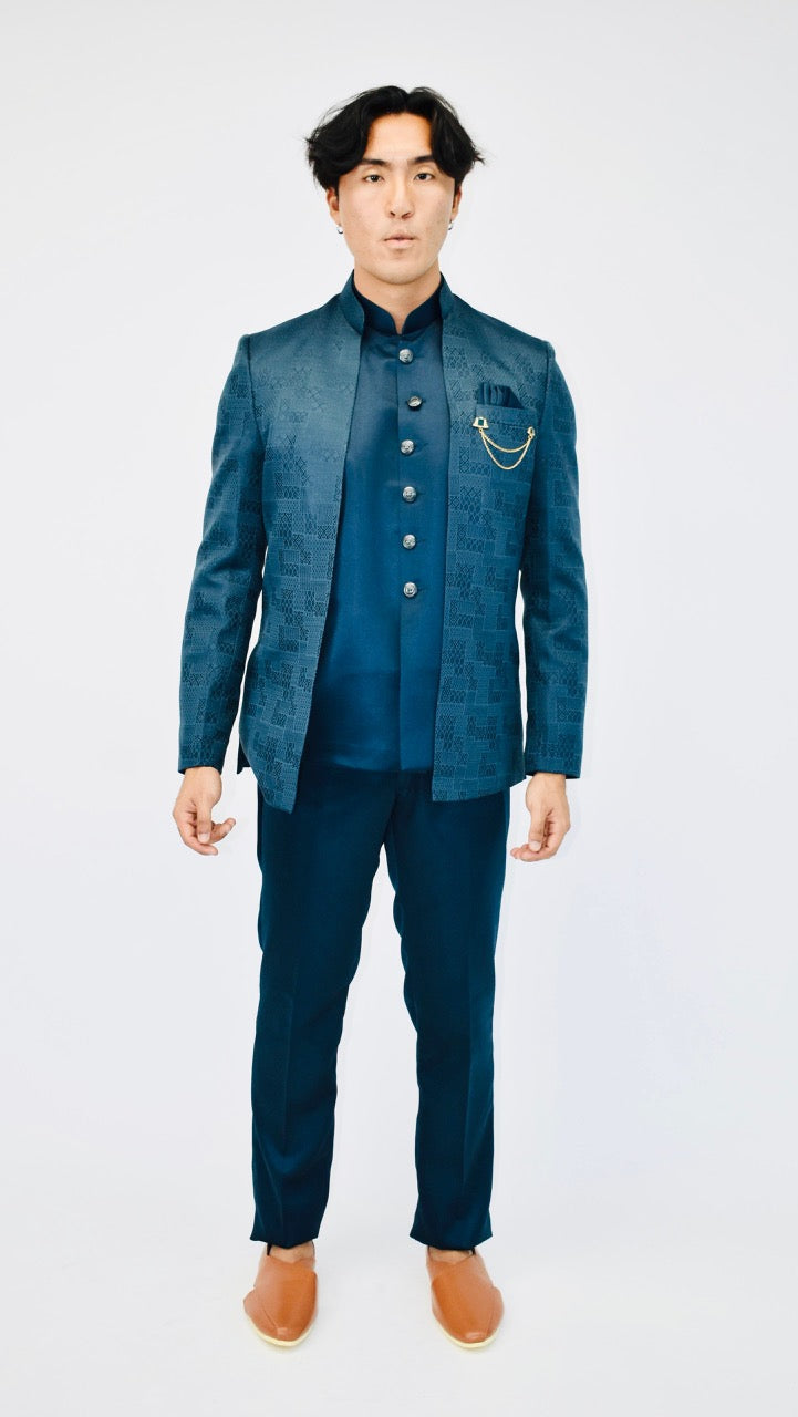 Peacock Blue Indo-Western Set