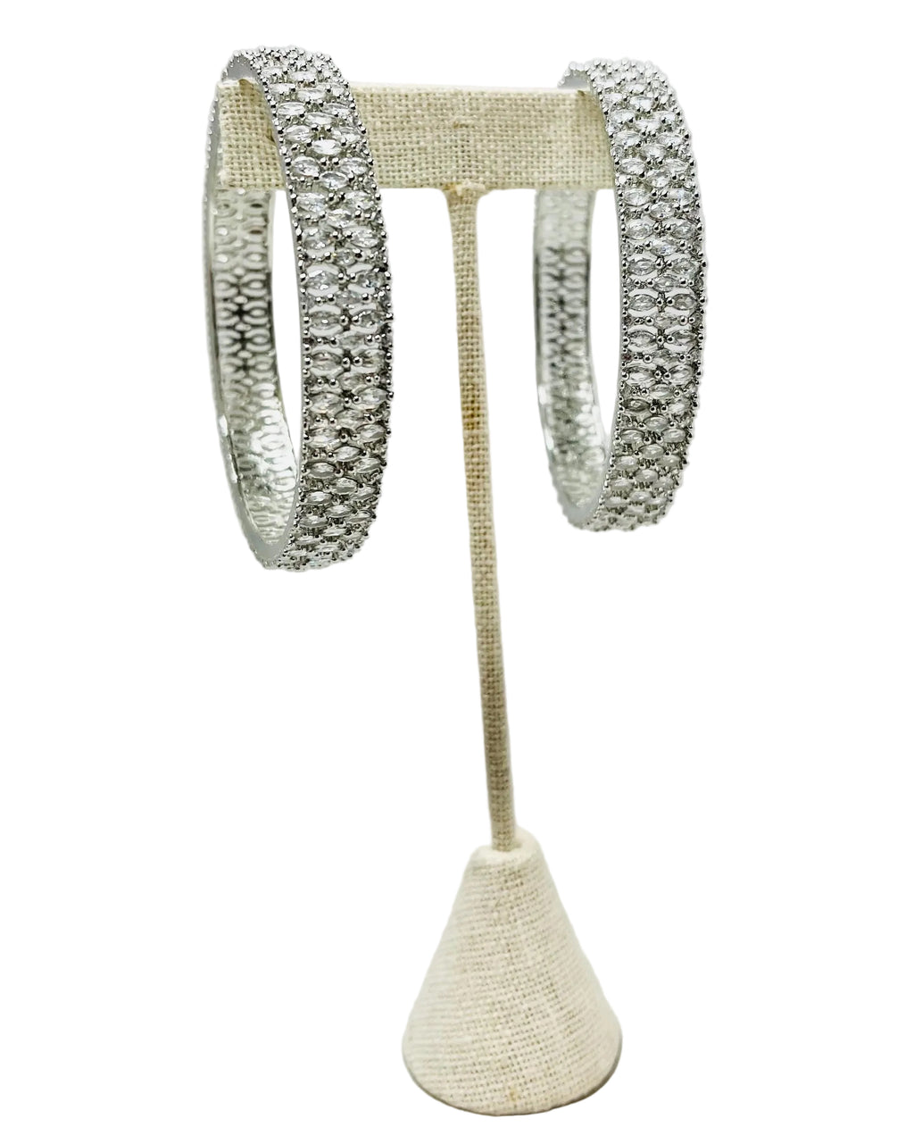 White Stone Silver Bangle