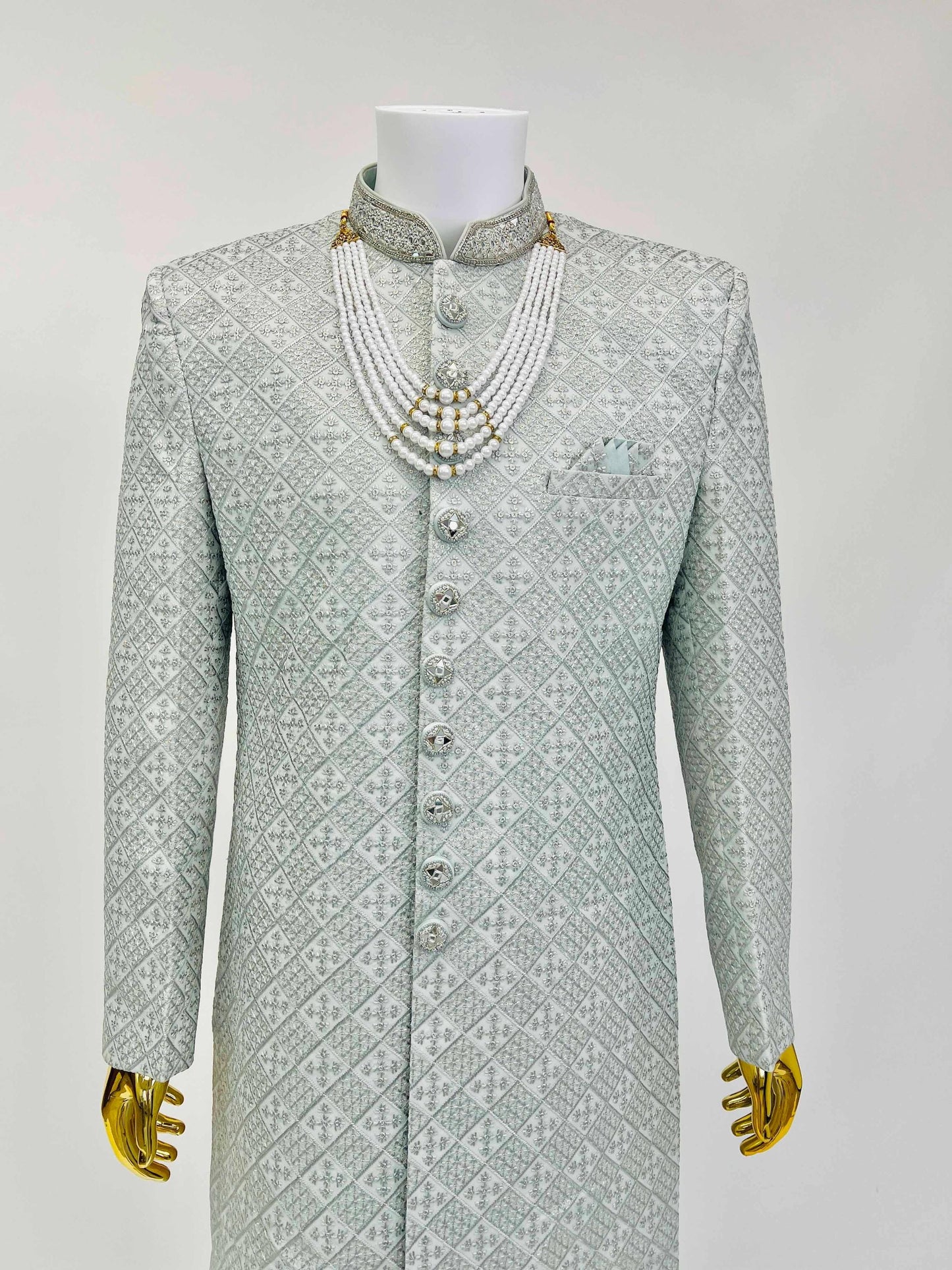 Embroidered Sherwani with Pearl Set
