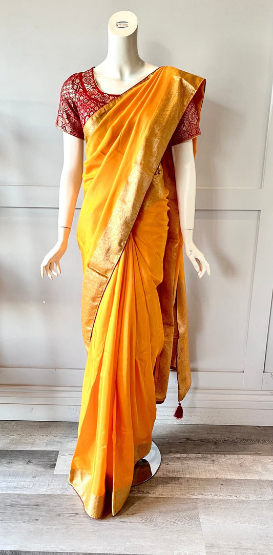 Yellow With Gold Zari Banarasi Silk Saree
