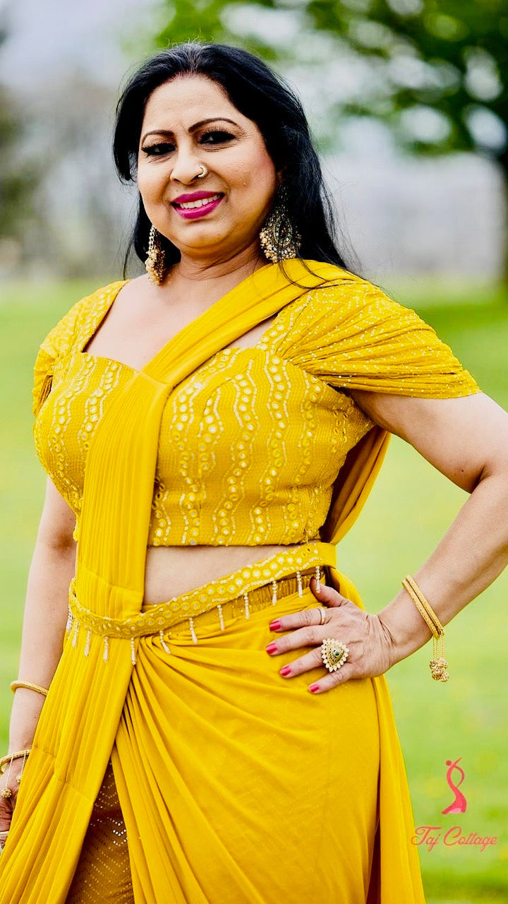 Mustard Indo-Western Palazzo Set