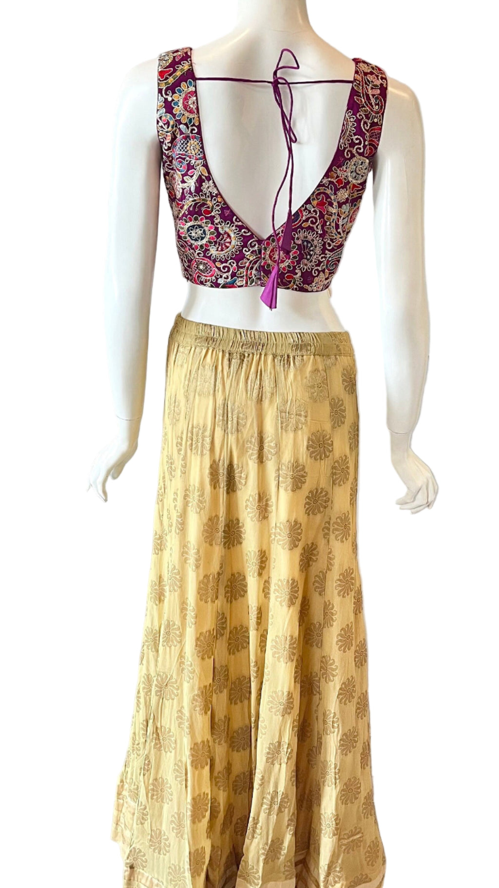 Gold & Purple Sleevless Lehnga