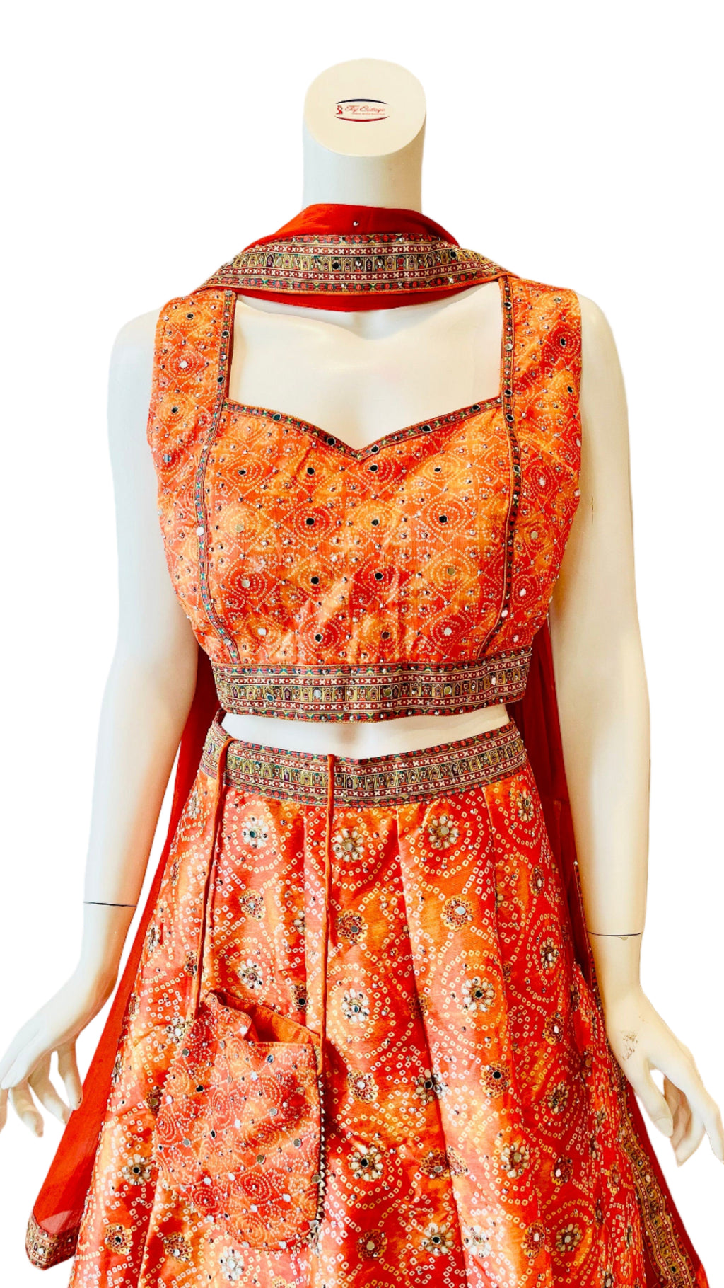 Orange Silk Layered Embroidered Lehnga