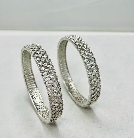 American Diamond Silver Bangles