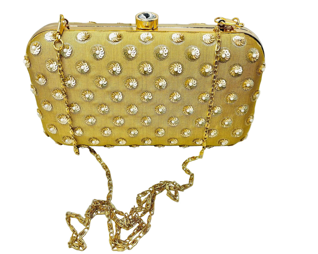 Gold Banarasi Silk Clutch