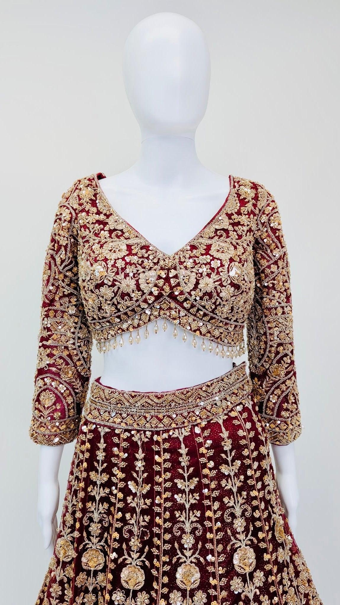 Dark Red Bridal Lehnga
