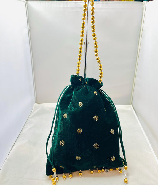 Green Color Velvet Bag