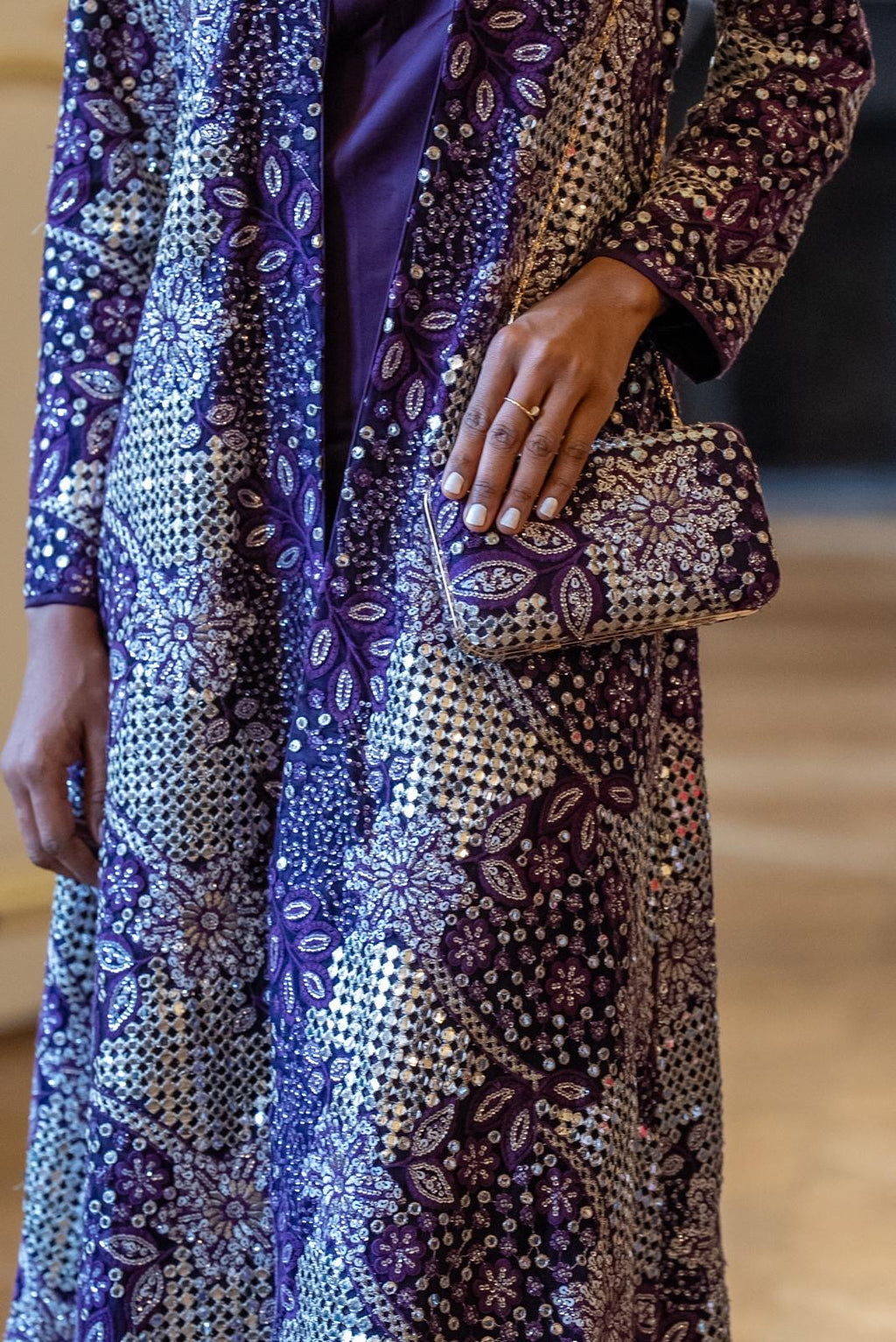 Indian Mirror Clutch Purple