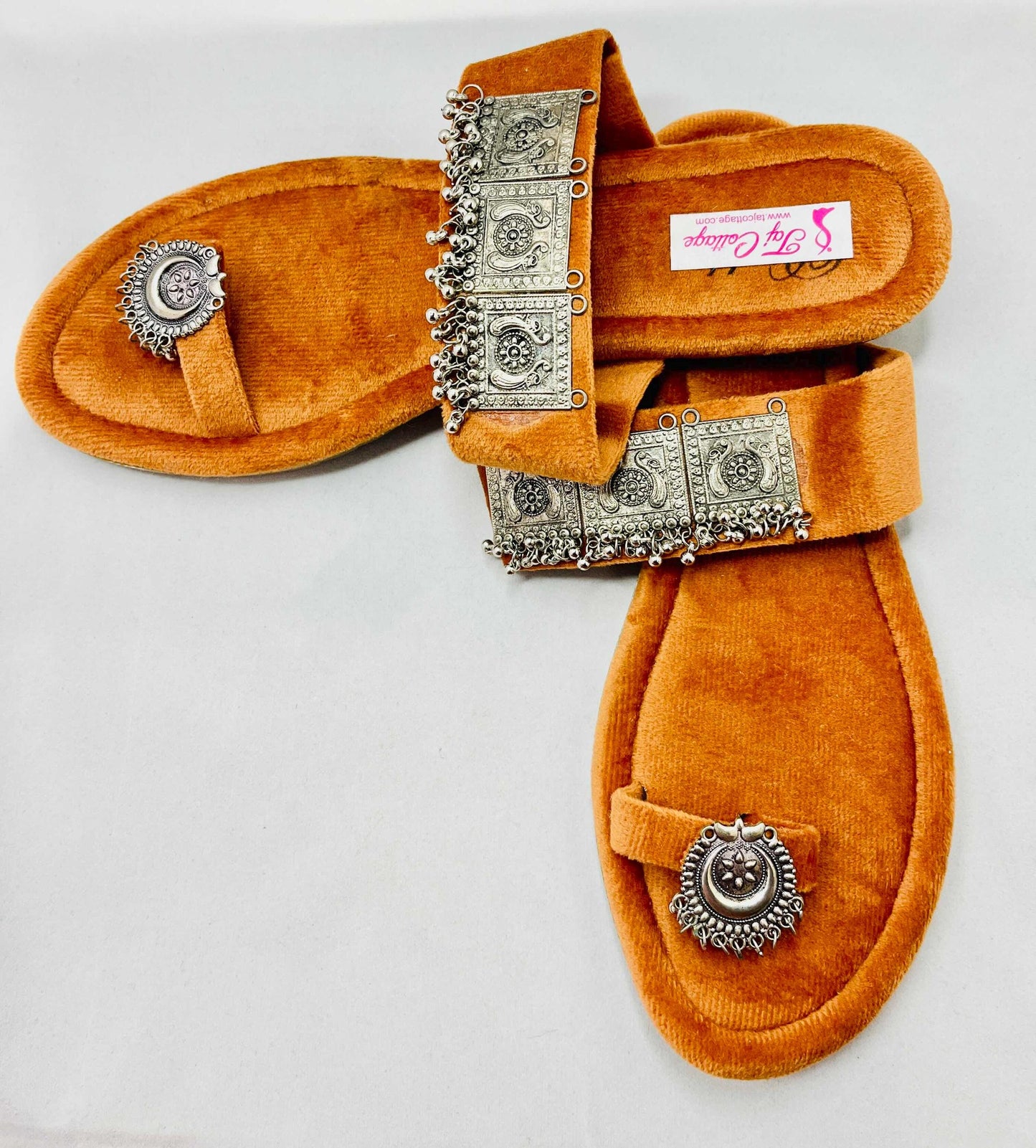 Orange Velvet Color Sandals