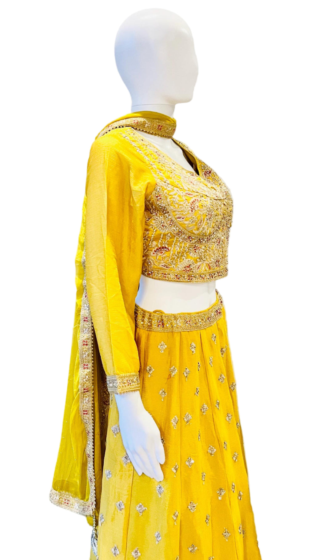 Embroidered Yellow Lehnga