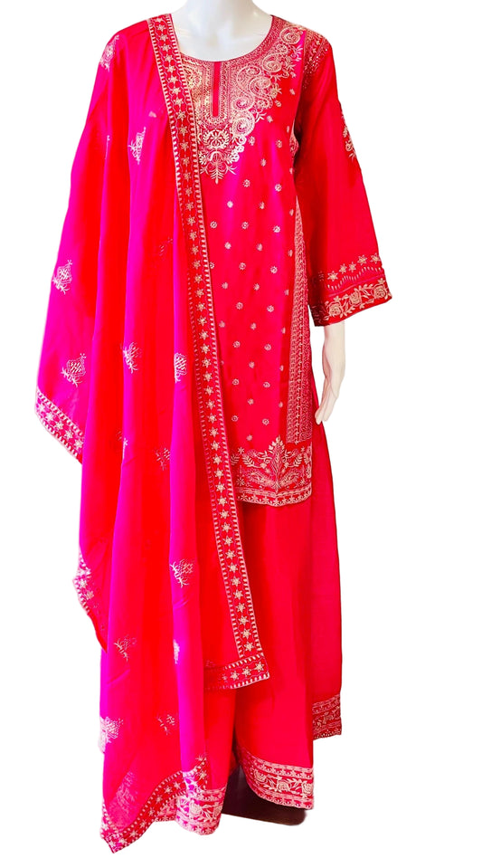 Dark Pink Palazzo Set