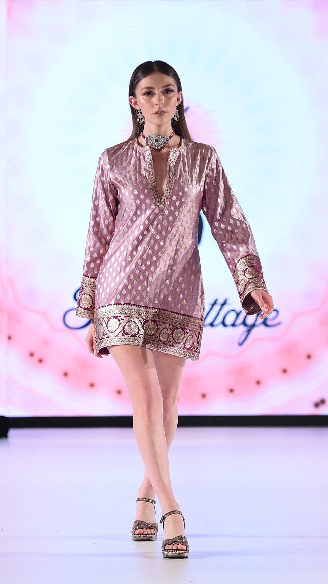 Pink Long-Sleeved Mini Dress