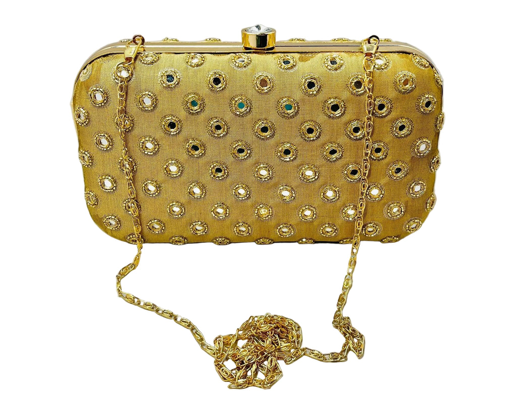 Gold Mirrored Silk Clutch