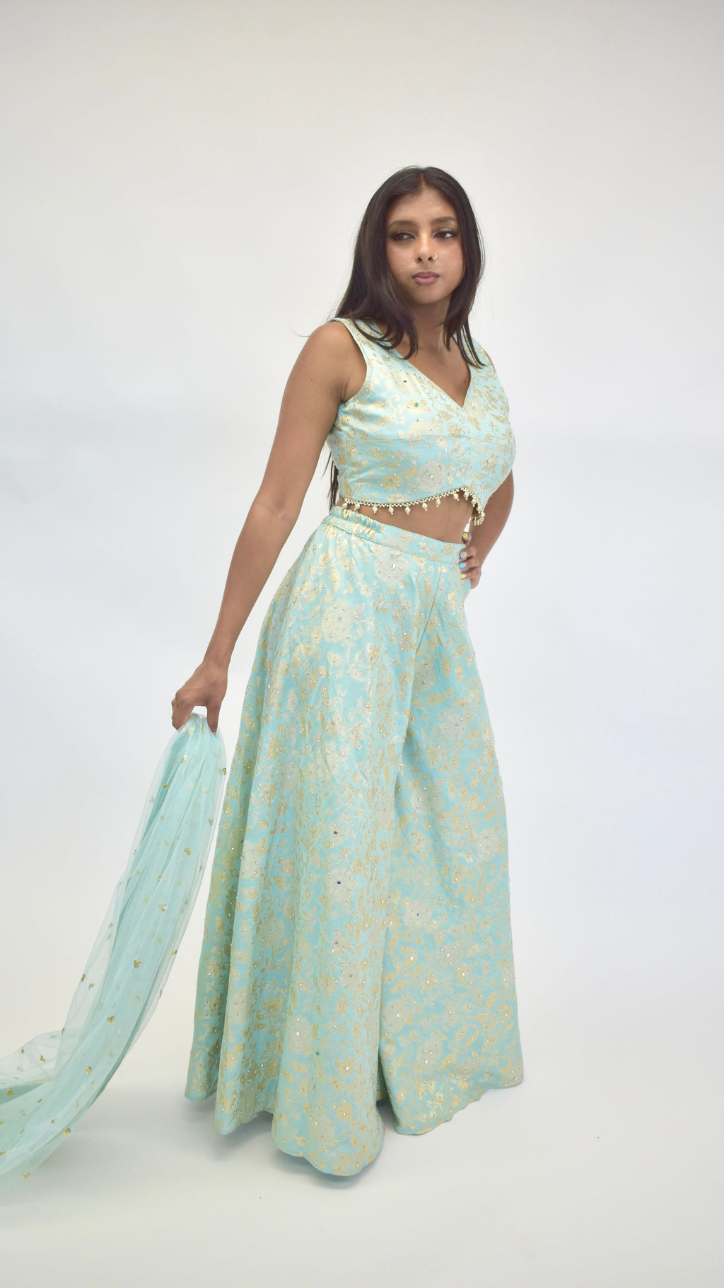 Sky-Blue Pallazo Set