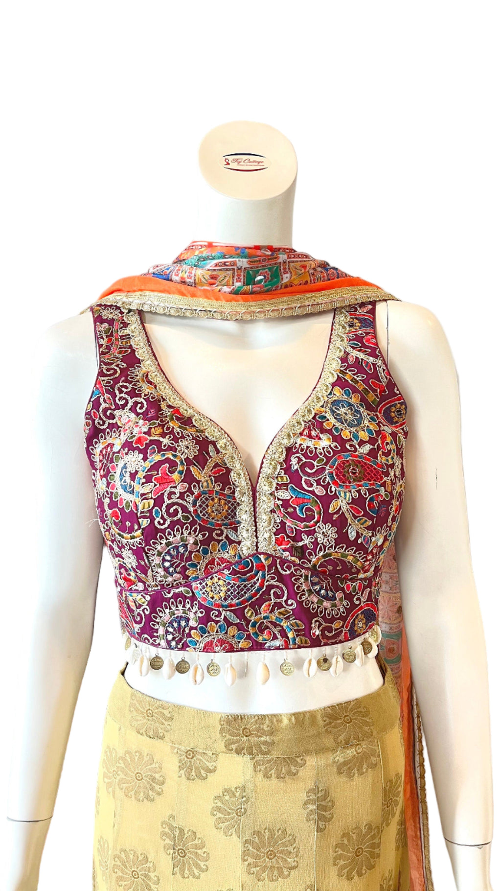 Gold & Purple Sleevless Lehnga