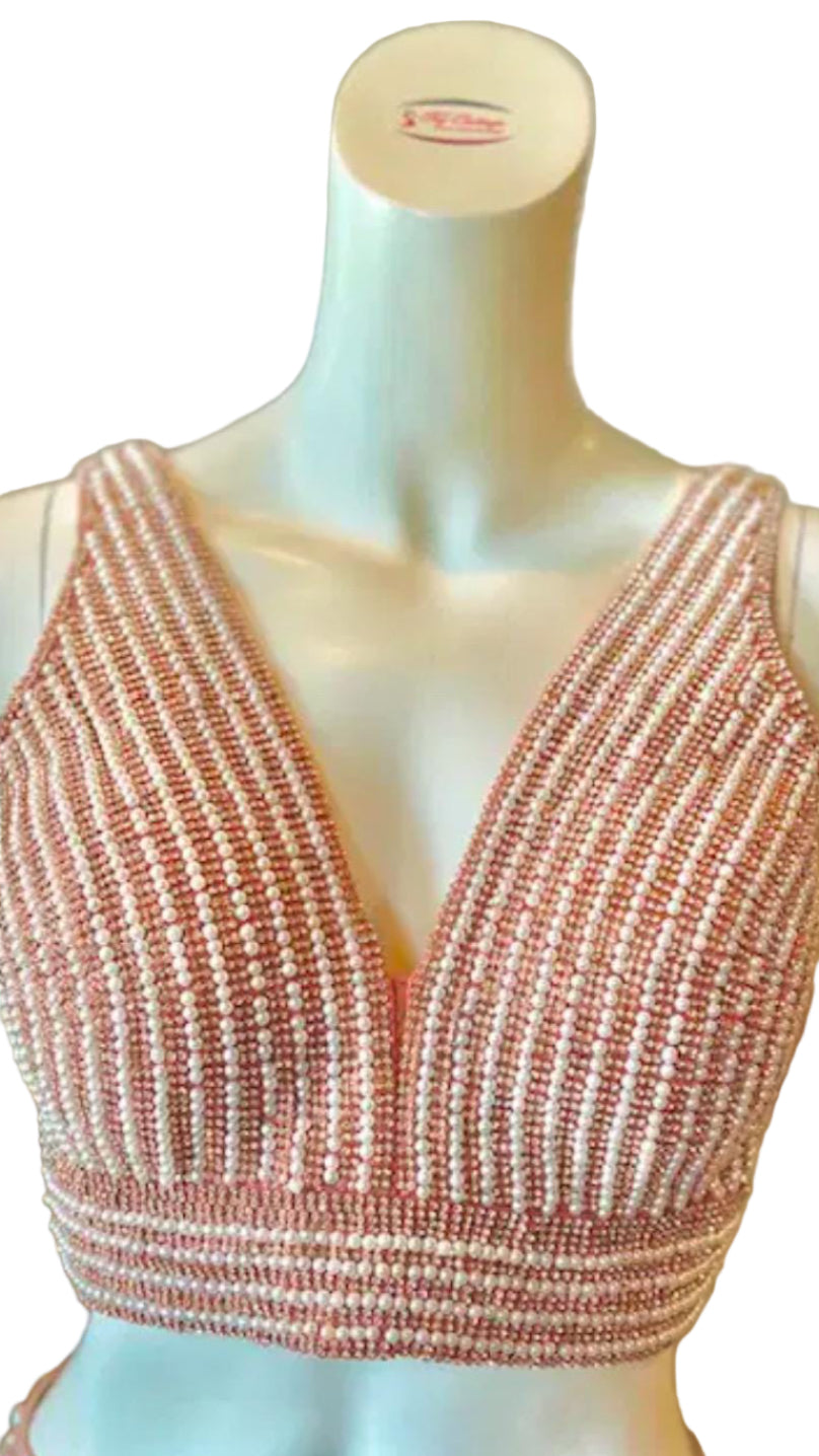 Red Crepe Readymade Saree