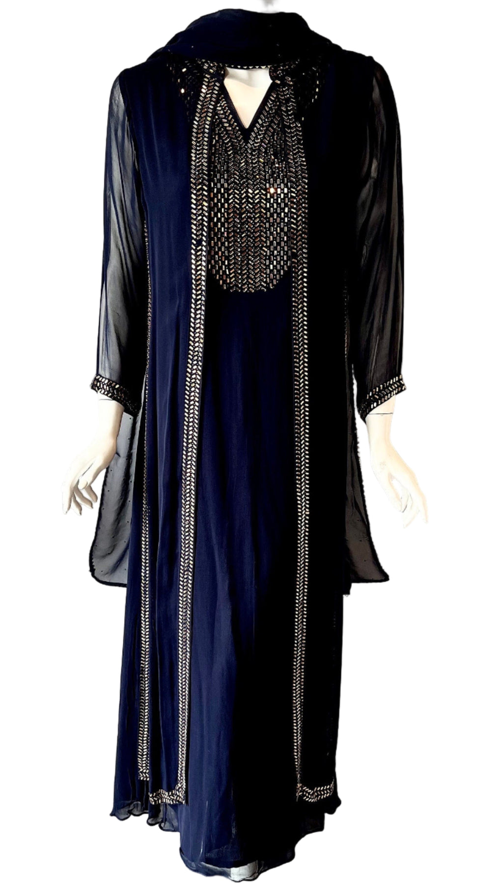 Navy Blue Georgette Gown