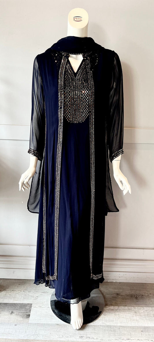 Blue georgette gown