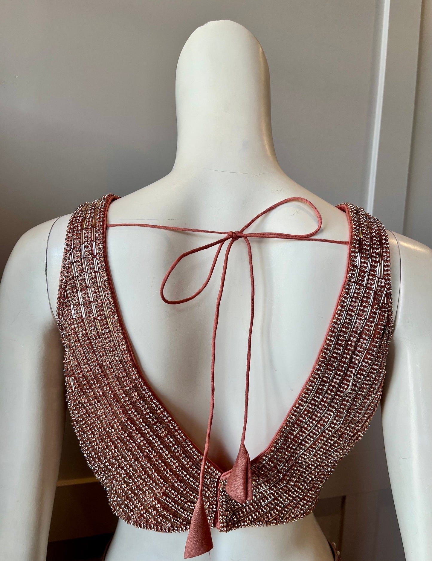 Rose Pink Color Rhinestones Blouse