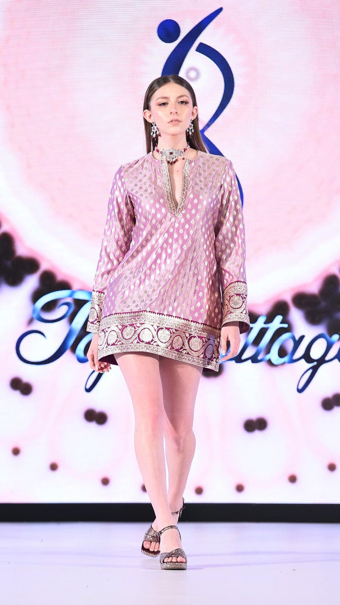 Pink Long-Sleeved Mini Dress