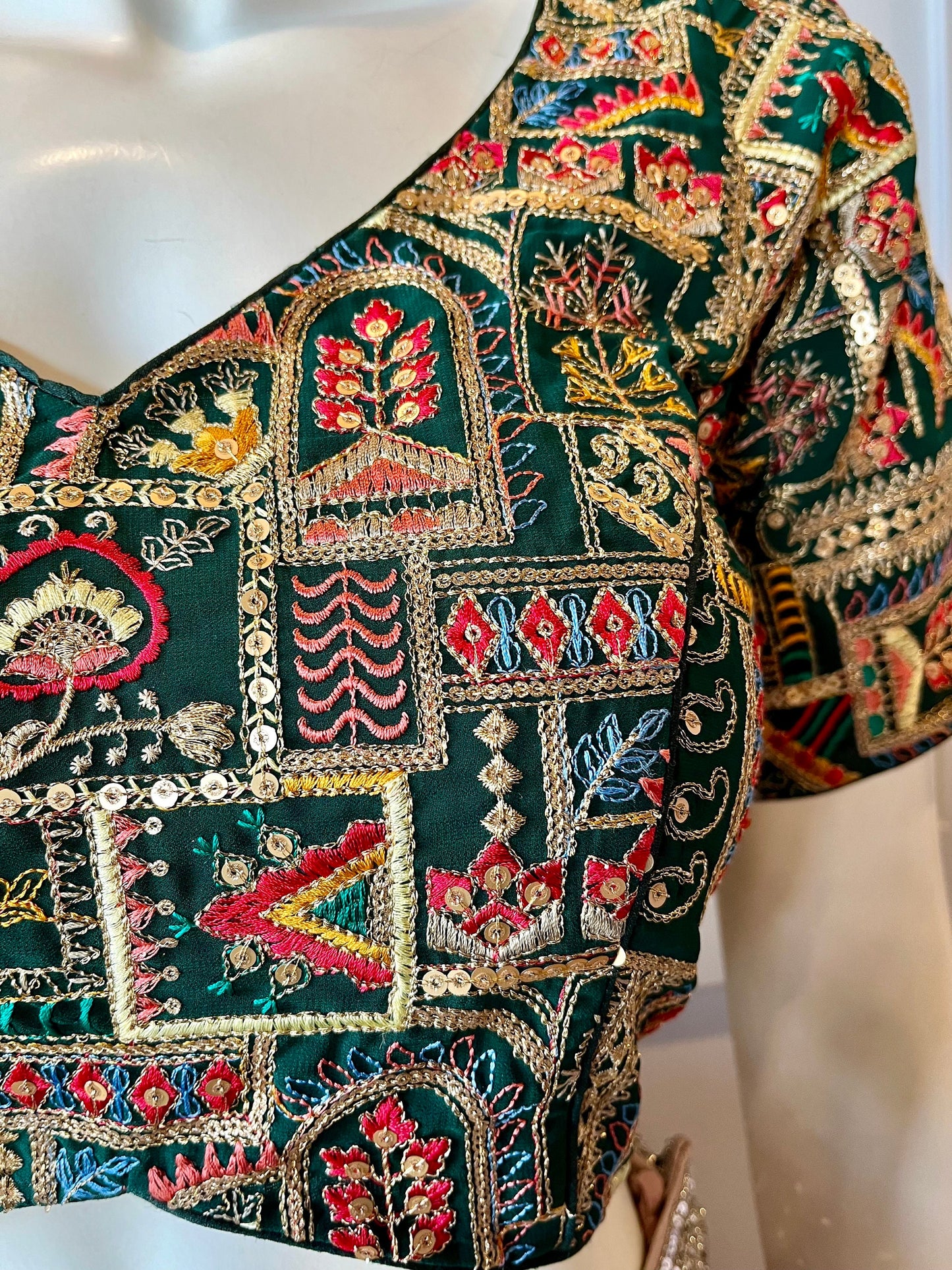 Green Embroidered Blouse
