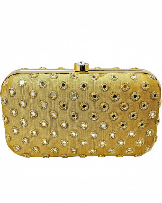 Gold Mirrored Silk Clutch