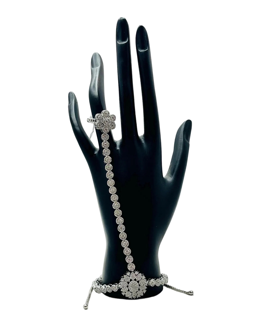 Silver Bridal Bracelet with Ring