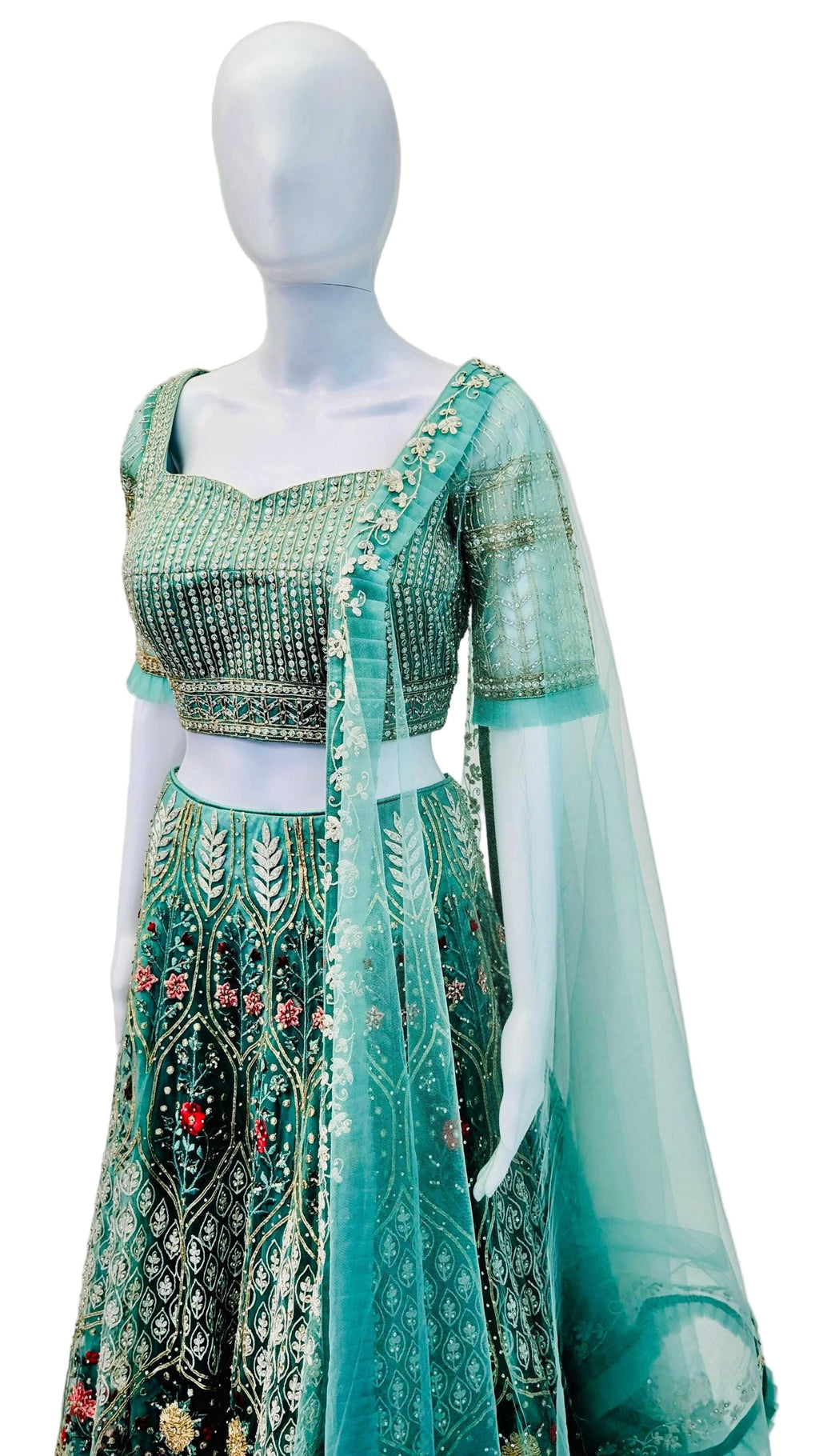 Teal Color Bridal Lehnga