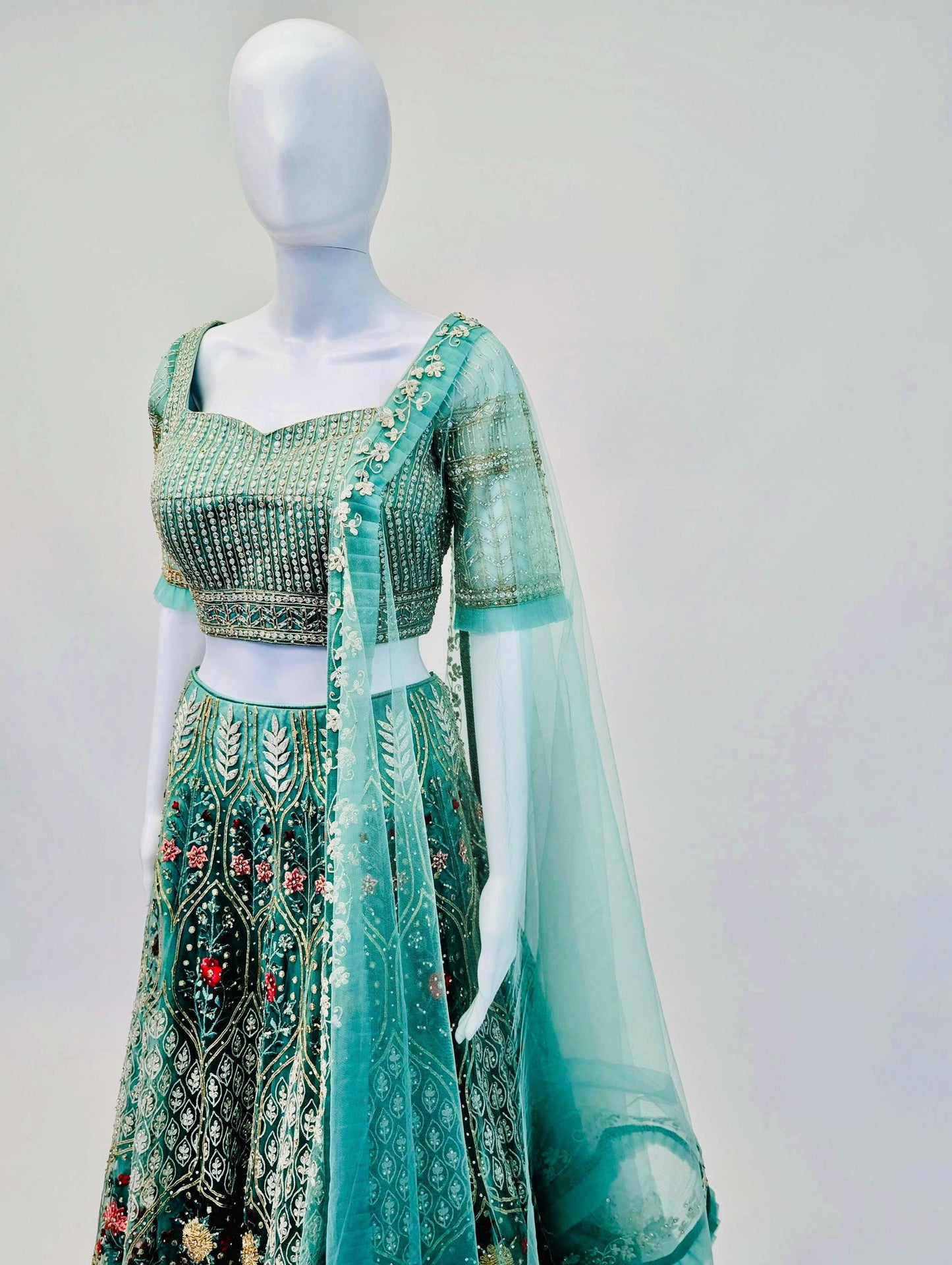 Teal Color Bridal Lehnga