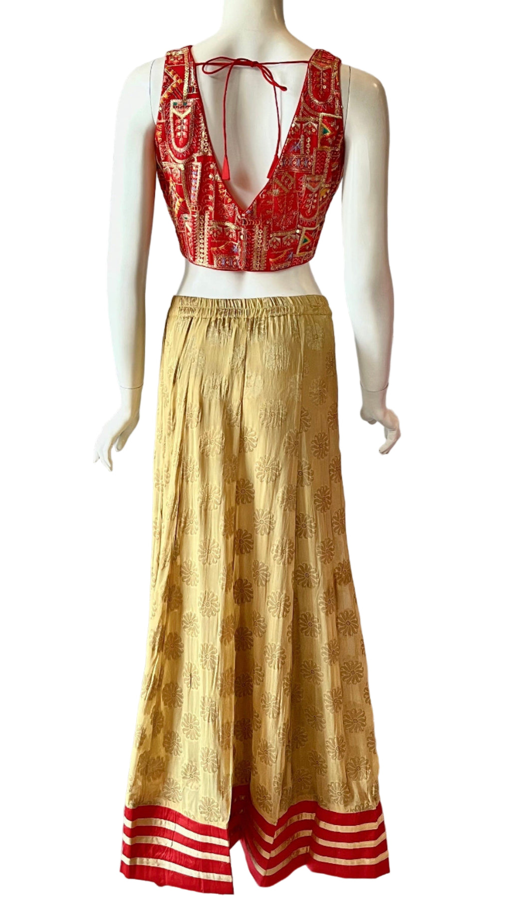 Gold & Red Lehnga with Jari Border