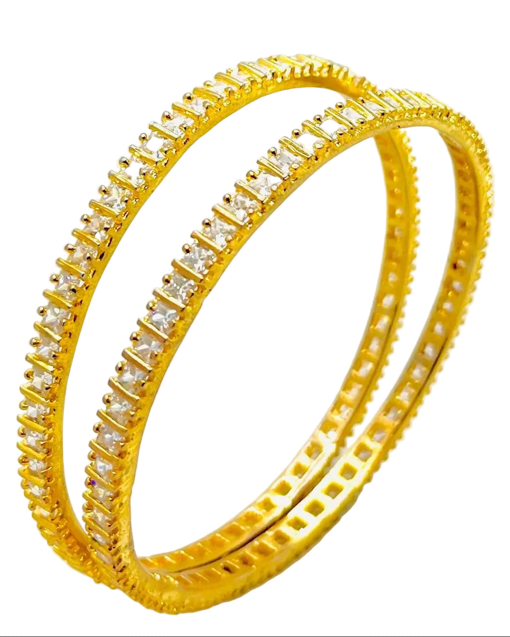 Rhinestoned Golden Bangles
