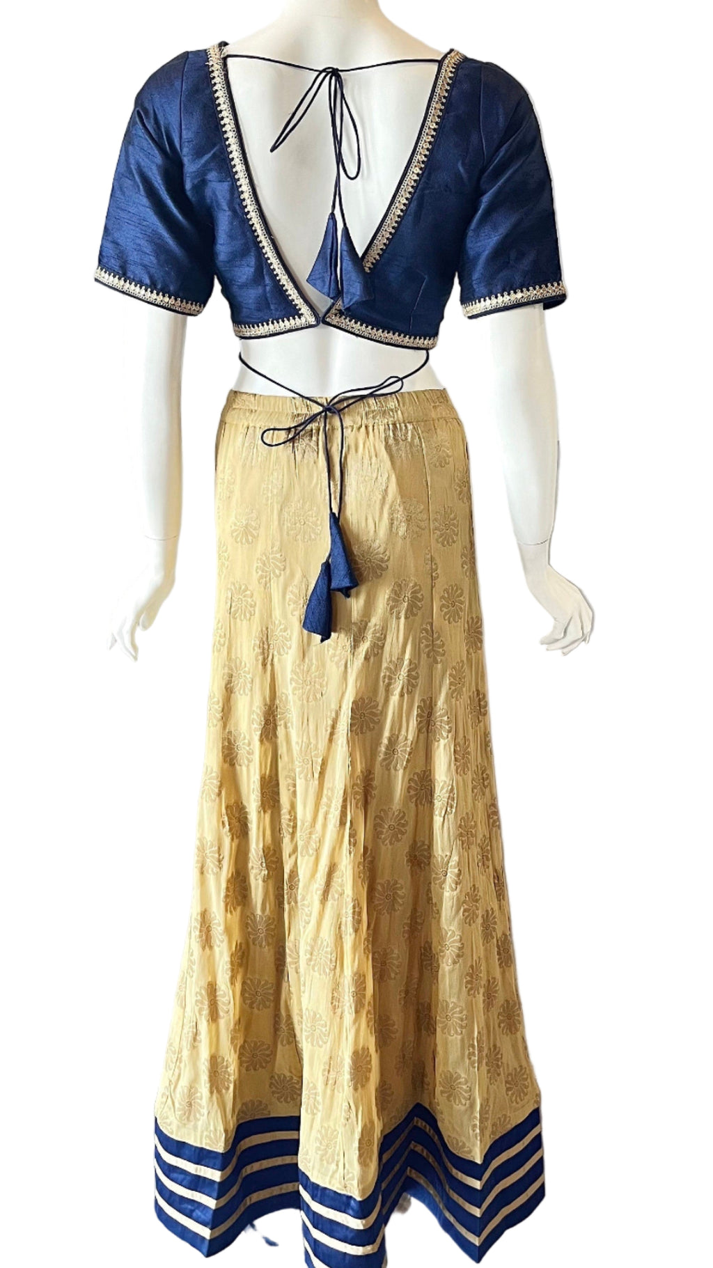Gold & Navy Lehnga with Multi-Color Duppatta