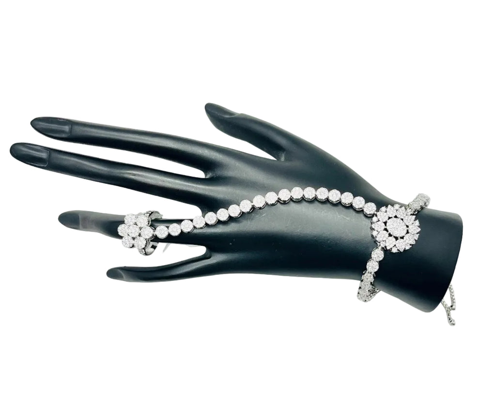 Silver Bridal Bracelet with Ring