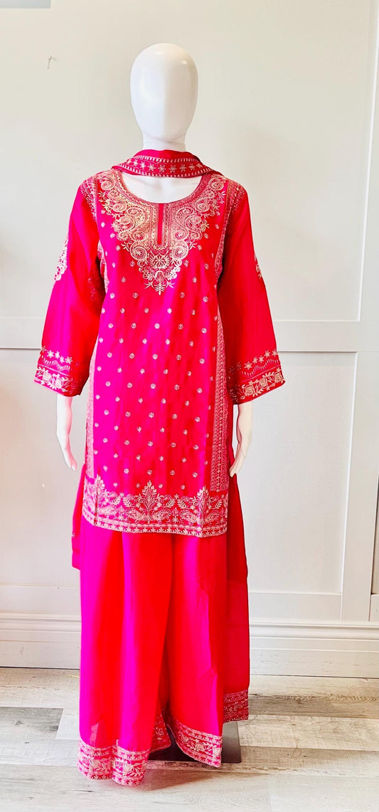 Dark Pink Palazzo Set