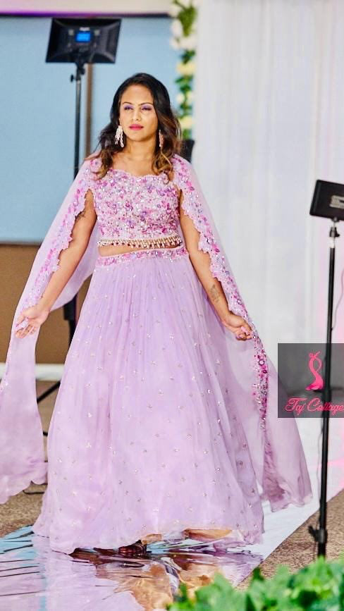 Lavender Lehnga With Cape