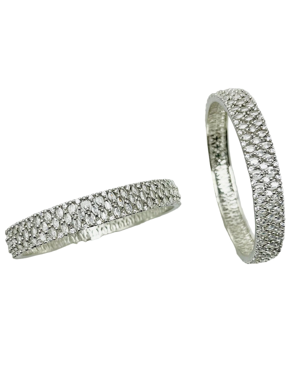 White Stone Silver Bangle