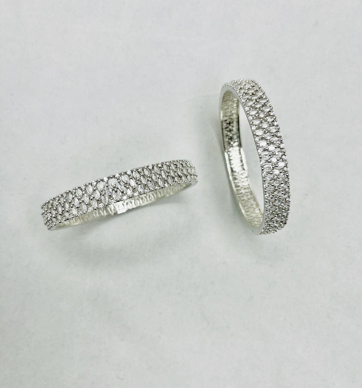White Stone Silver Bangle