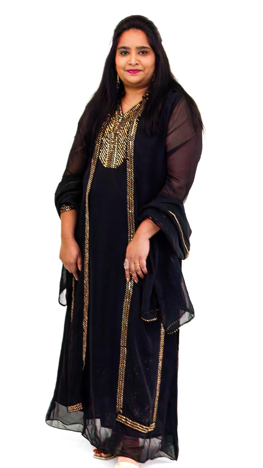 Black Georgette Embroided Gown