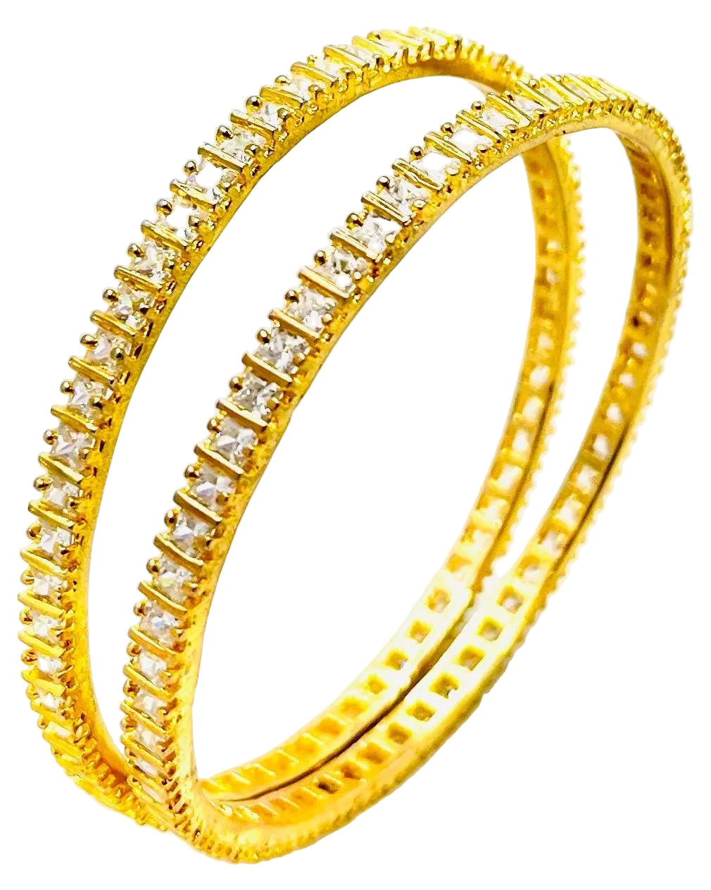 Rhinestoned Golden Bangles