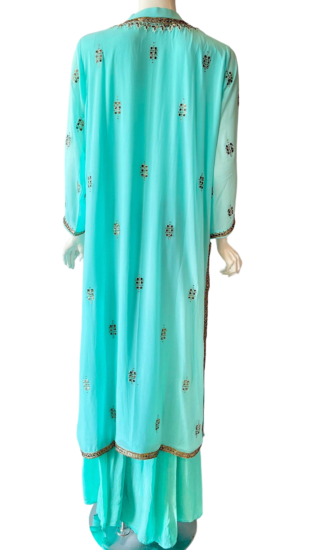 Teal Beaded Palazzo Set