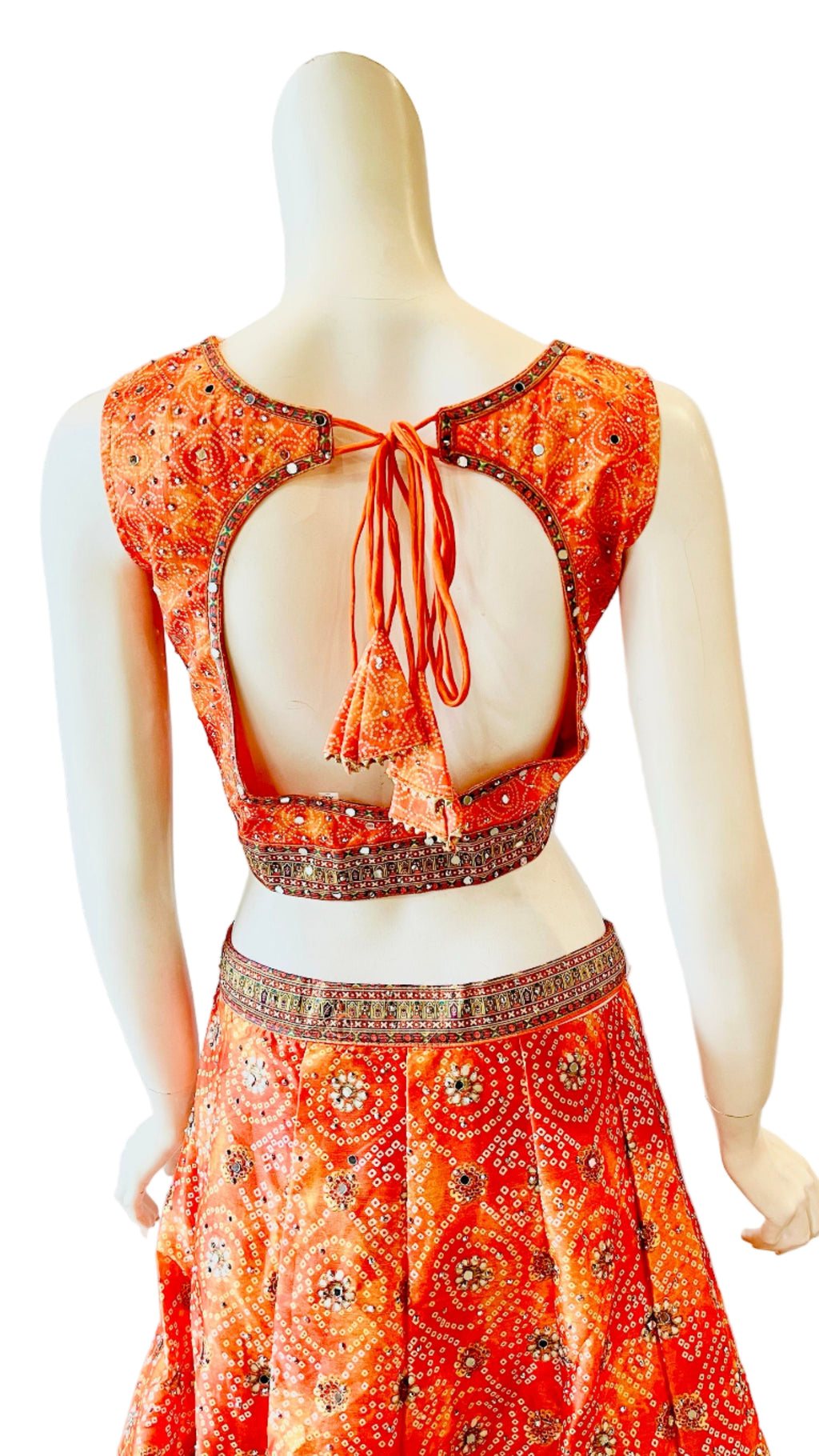Orange Silk Layered Embroidered Lehnga