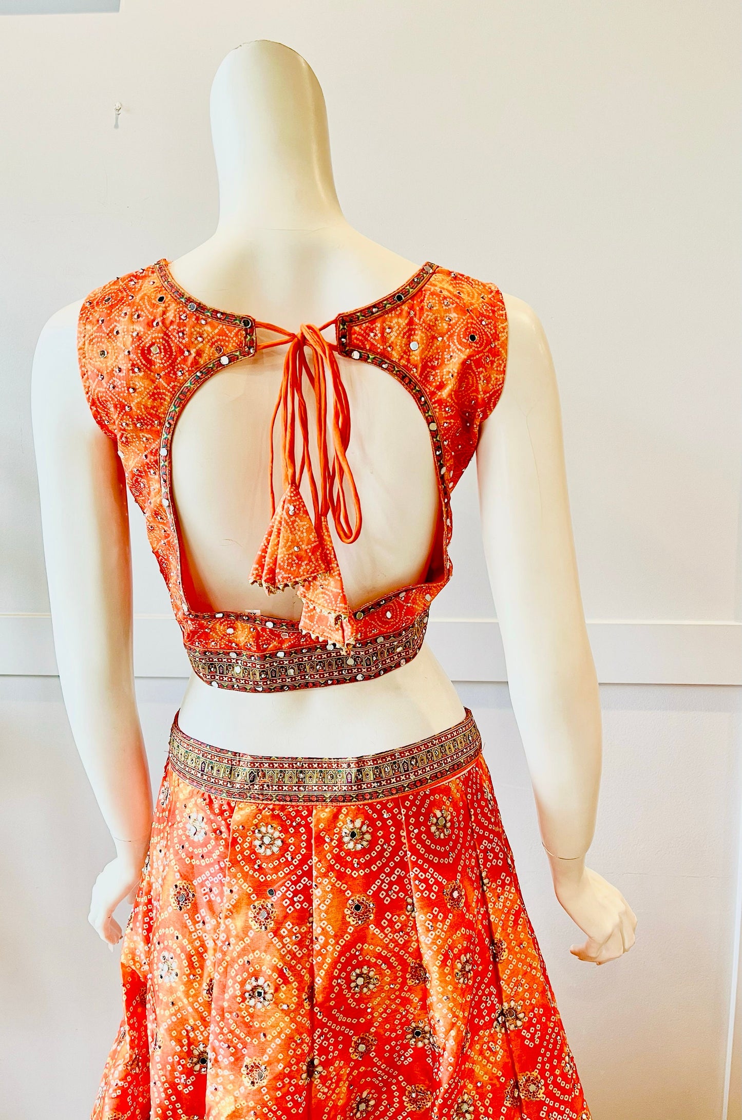 Orange Layered Embroidered Lehnga